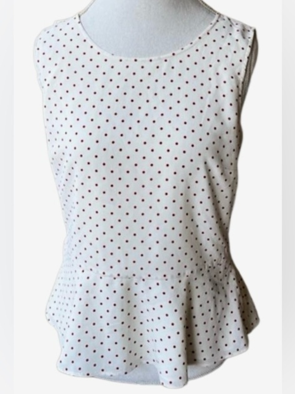 Talbots Sleeveless Peplum Polka Dot Top in Cream/Red Women’s 8P